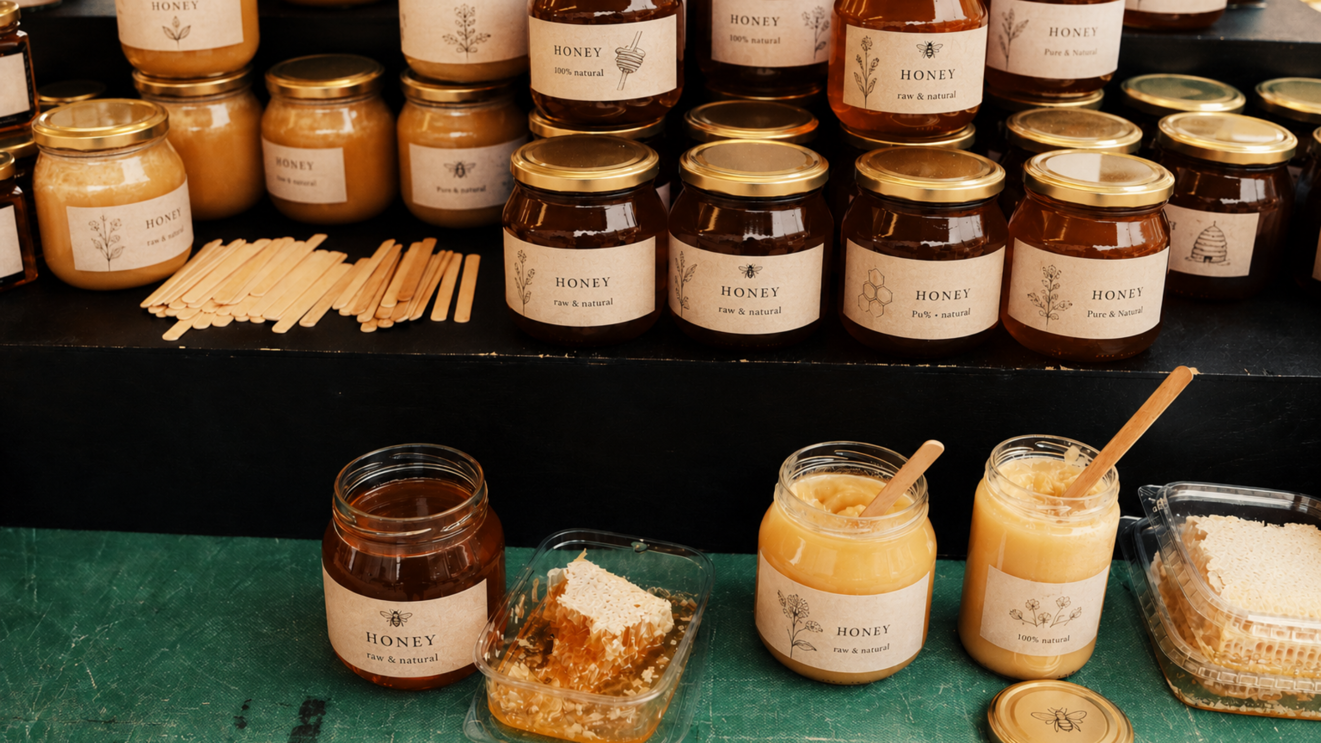 Food-grade glass jars for food producers: jam, honey, sauces, olive oil. Flexible MOQ, PPWR-compliant, private label decoration. Request a quote.