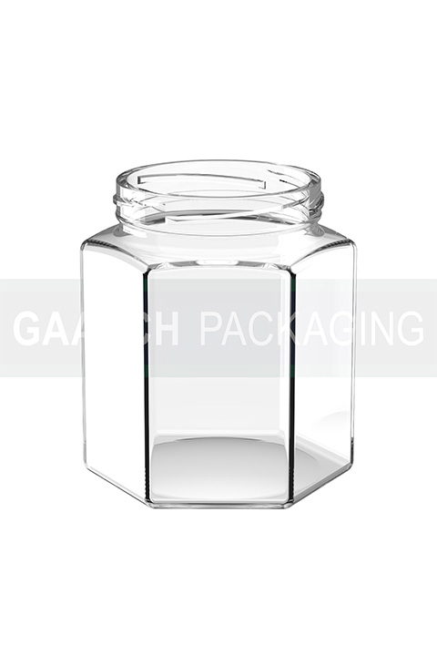 390 ML JAR HEXAGONAL FLINT